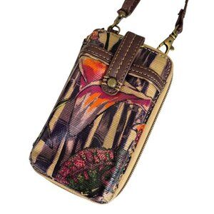 Sakroots Floral Print Mini Crossbody Bag Smartphone Carrier Wallet